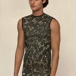 Stefan Cooke Men's Snake Print Tank Top  - Green Black Brown Cream - Size XS/S